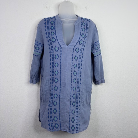 Sundry Dress Womens 1/S Blue Embroidered Guazy Boho Hippie Cottagecore Beach - Picture 1 of 6